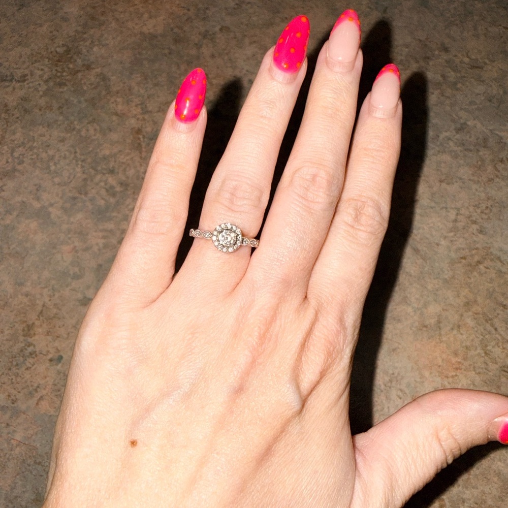 Kay Jewelers Silver Halo Diamond Accent Ring